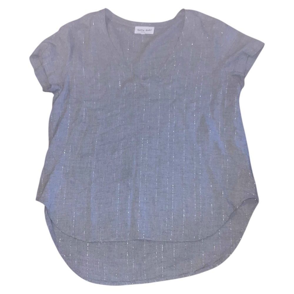 Bella Dahl short sleeve gray fleck blouse